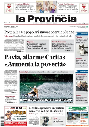 Prima pagina La Provincia Pavese di oggi - Quotidiano regionale