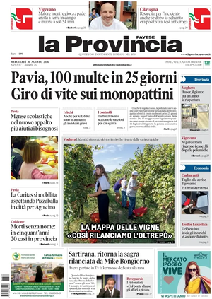 Prima pagina La Provincia Pavese di oggi - Quotidiano regionale