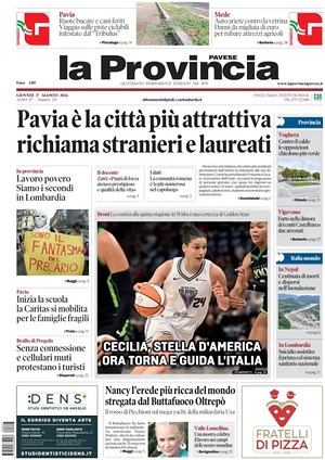 Prima pagina La Provincia Pavese di oggi - Quotidiano regionale