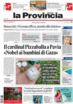 Prima pagina La Provincia Pavese di oggi - Quotidiano regionale