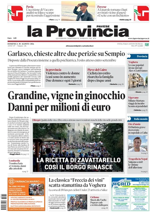 Prima pagina La Provincia Pavese di oggi - Quotidiano regionale
