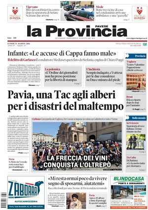 Prima pagina La Provincia Pavese di oggi - Quotidiano regionale