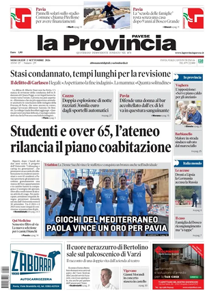 Prima pagina La Provincia Pavese di oggi - Quotidiano regionale