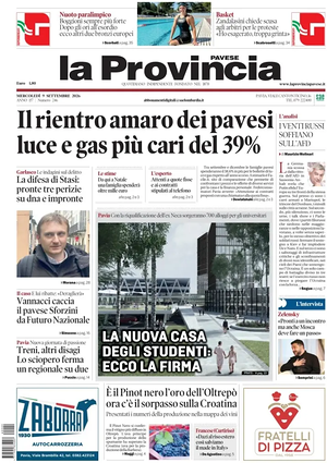 Prima pagina La Provincia Pavese di oggi - Quotidiano regionale