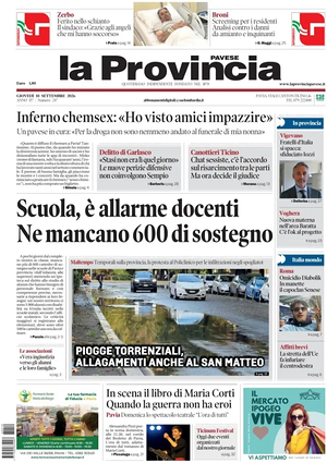 Prima pagina La Provincia Pavese di oggi - Quotidiano regionale
