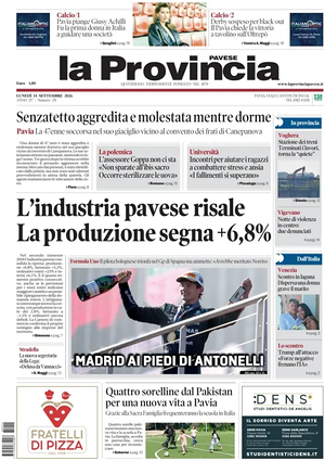 Prima pagina La Provincia Pavese di oggi - Quotidiano regionale