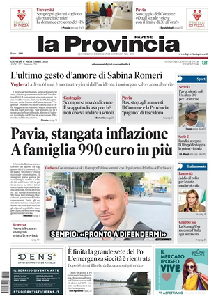 Prima pagina La Provincia Pavese di oggi - Quotidiano regionale