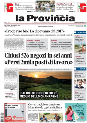 Prima pagina La Provincia Pavese di oggi - Quotidiano regionale