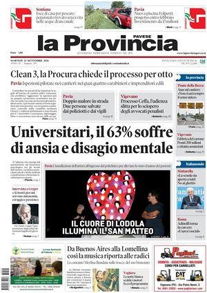 Prima pagina La Provincia Pavese di oggi - Quotidiano regionale