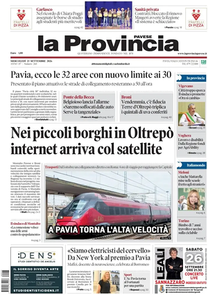 Prima pagina La Provincia Pavese di oggi - Quotidiano regionale