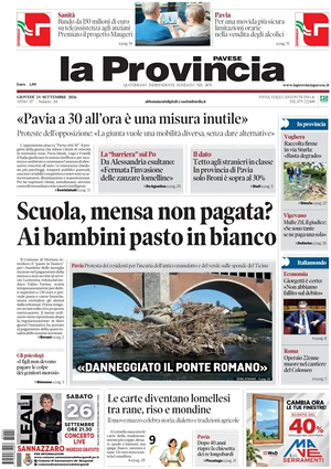 Prima pagina La Provincia Pavese di oggi - Quotidiano regionale