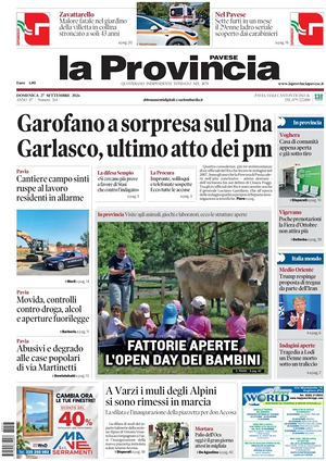 Prima pagina La Provincia Pavese di oggi - Quotidiano regionale