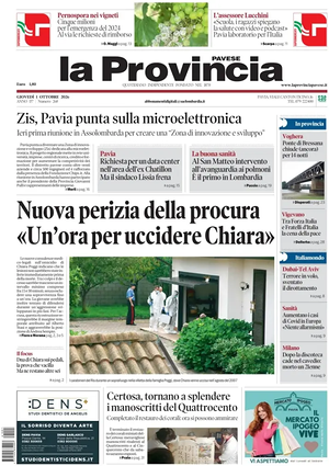 Prima pagina La Provincia Pavese di oggi - Quotidiano regionale