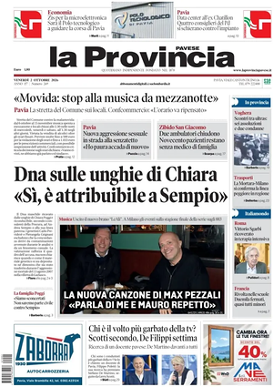 Prima pagina La Provincia Pavese di oggi - Quotidiano regionale