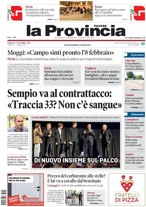 Prima pagina La Provincia Pavese di oggi - Quotidiano regionale