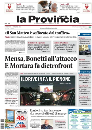 Prima pagina La Provincia Pavese di oggi - Quotidiano regionale