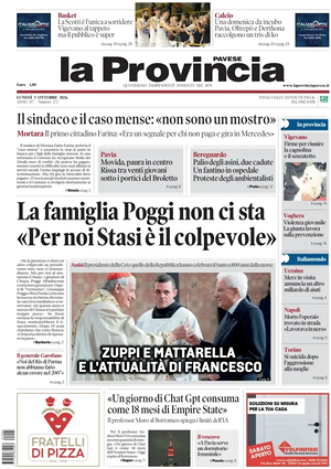 Prima pagina La Provincia Pavese di oggi - Quotidiano regionale