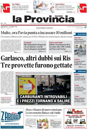 Prima pagina La Provincia Pavese di oggi - Quotidiano regionale