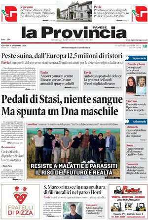 Prima pagina La Provincia Pavese di oggi - Quotidiano regionale
