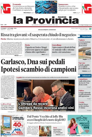 Prima pagina La Provincia Pavese di oggi - Quotidiano regionale