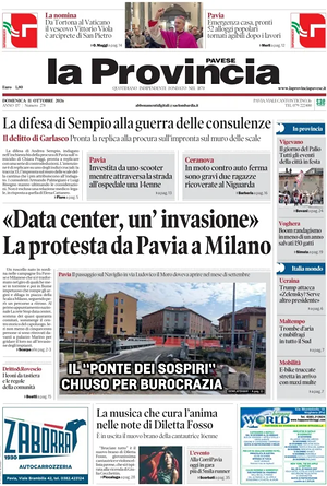 Prima pagina La Provincia Pavese di oggi - Quotidiano regionale