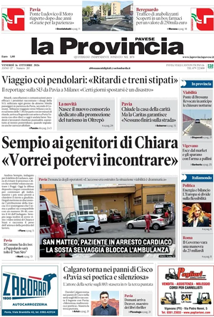 Prima pagina La Provincia Pavese di oggi - Quotidiano regionale
