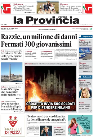 Prima pagina La Provincia Pavese di oggi - Quotidiano regionale