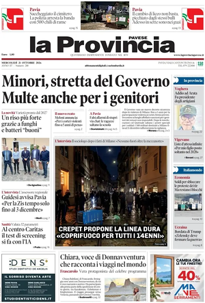 Prima pagina La Provincia Pavese di oggi - Quotidiano regionale