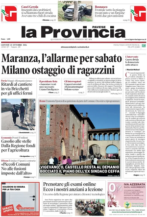 Prima pagina La Provincia Pavese di oggi - Quotidiano regionale