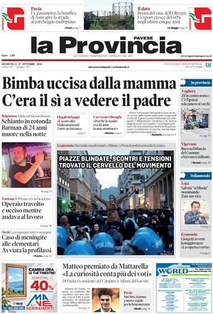 Prima pagina La Provincia Pavese di oggi - Quotidiano regionale