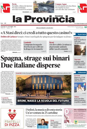 Prima pagina La Provincia Pavese di oggi - Quotidiano regionale