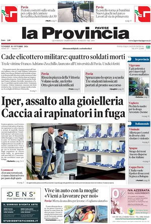 Prima pagina La Provincia Pavese di oggi - Quotidiano regionale