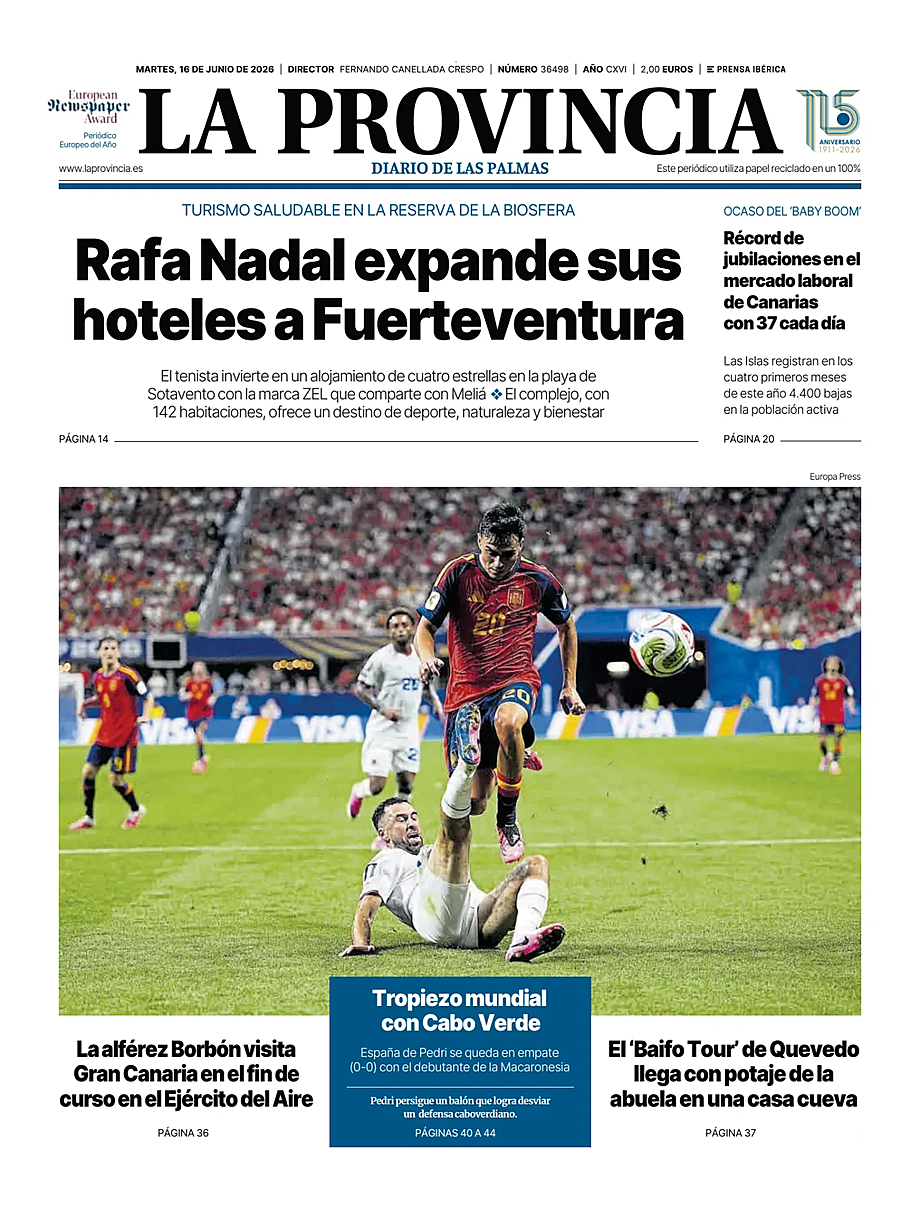 Portada La Provincia de hoy - Quiosco 16 junio 2026