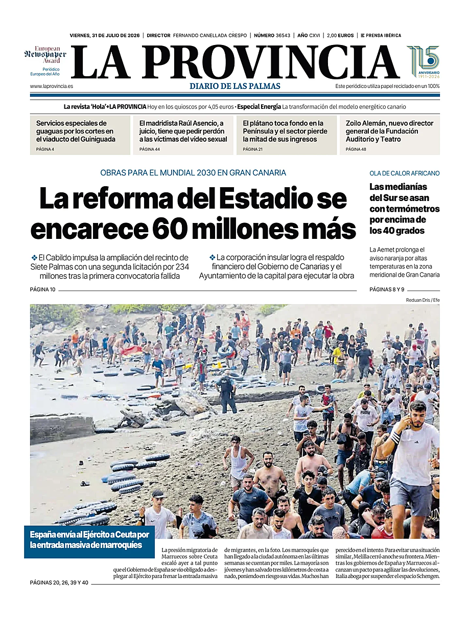 Portada La Provincia de hoy - Quiosco 31 julio 2026
