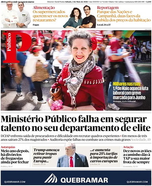 Capa de Público de hoje - Jornal nacionais