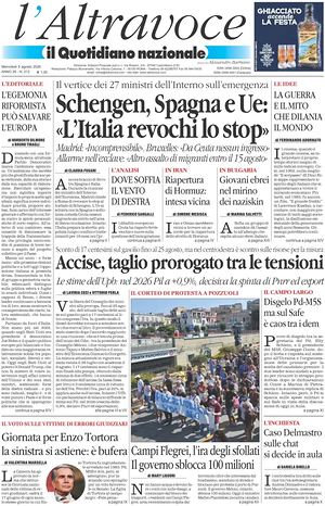 Prima pagina Il Quotidiano del Sud L'Altravoce di oggi - Quotidiano nazionale