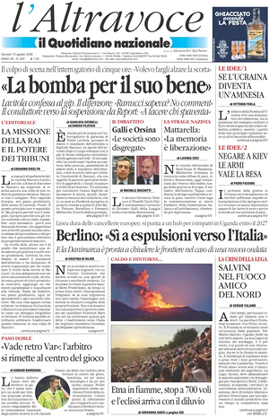 Prima pagina Il Quotidiano del Sud L'Altravoce di oggi - Quotidiano nazionale