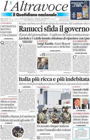 Prima pagina Il Quotidiano del Sud L'Altravoce di oggi - Quotidiano nazionale