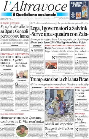 Prima pagina Il Quotidiano del Sud L'Altravoce di oggi - Quotidiano nazionale