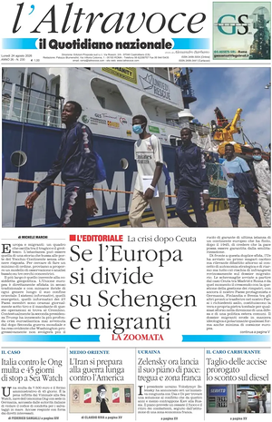 Prima pagina Il Quotidiano del Sud L'Altravoce di oggi - Quotidiano nazionale
