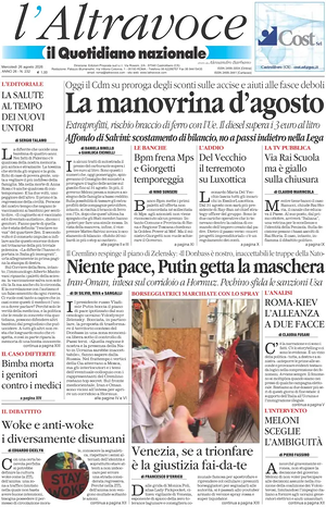 Prima pagina Il Quotidiano del Sud L'Altravoce di oggi - Quotidiano nazionale
