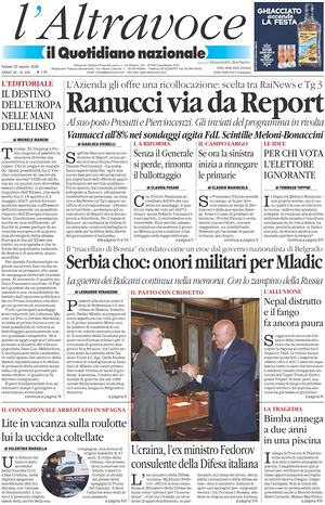 Prima pagina Il Quotidiano del Sud L'Altravoce di oggi - Quotidiano nazionale