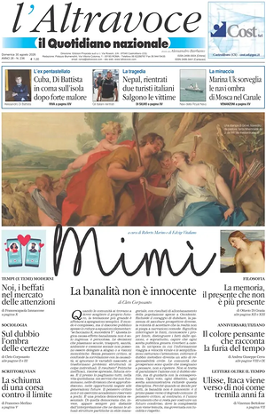 Prima pagina Il Quotidiano del Sud L'Altravoce di oggi - Quotidiano nazionale