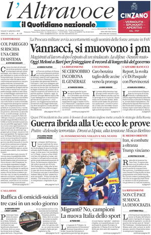 Prima pagina Il Quotidiano del Sud L'Altravoce di oggi - Quotidiano nazionale