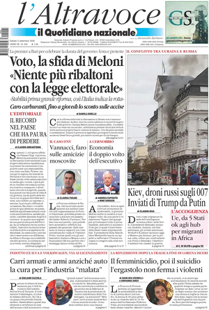 Prima pagina Il Quotidiano del Sud L'Altravoce di oggi - Quotidiano nazionale