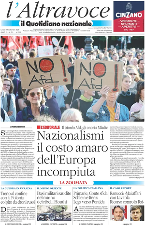 Prima pagina Il Quotidiano del Sud L'Altravoce di oggi - Quotidiano nazionale
