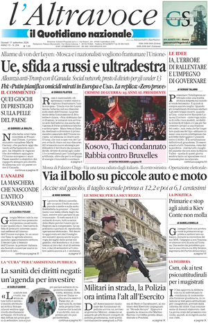 Prima pagina Il Quotidiano del Sud L'Altravoce di oggi - Quotidiano nazionale