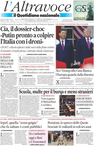 Prima pagina Il Quotidiano del Sud L'Altravoce di oggi - Quotidiano nazionale