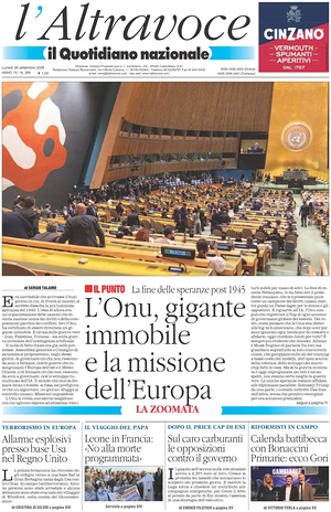 Prima pagina Il Quotidiano del Sud L'Altravoce di oggi - Quotidiano nazionale