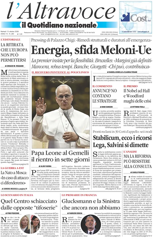 Prima pagina Il Quotidiano del Sud L'Altravoce di oggi - Quotidiano nazionale
